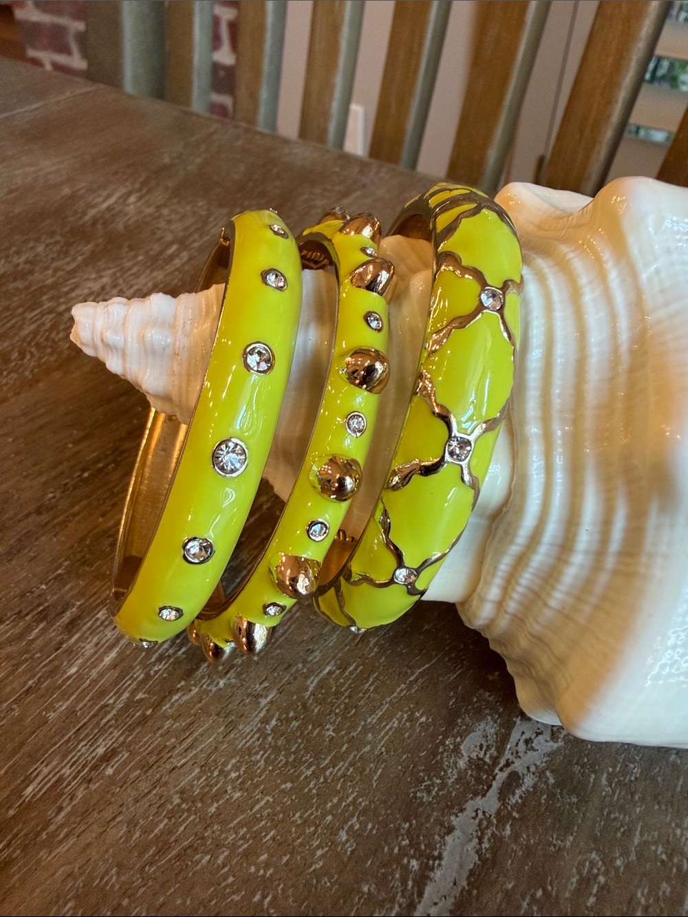 Sequin Neon Yellow Enameled Bracelets